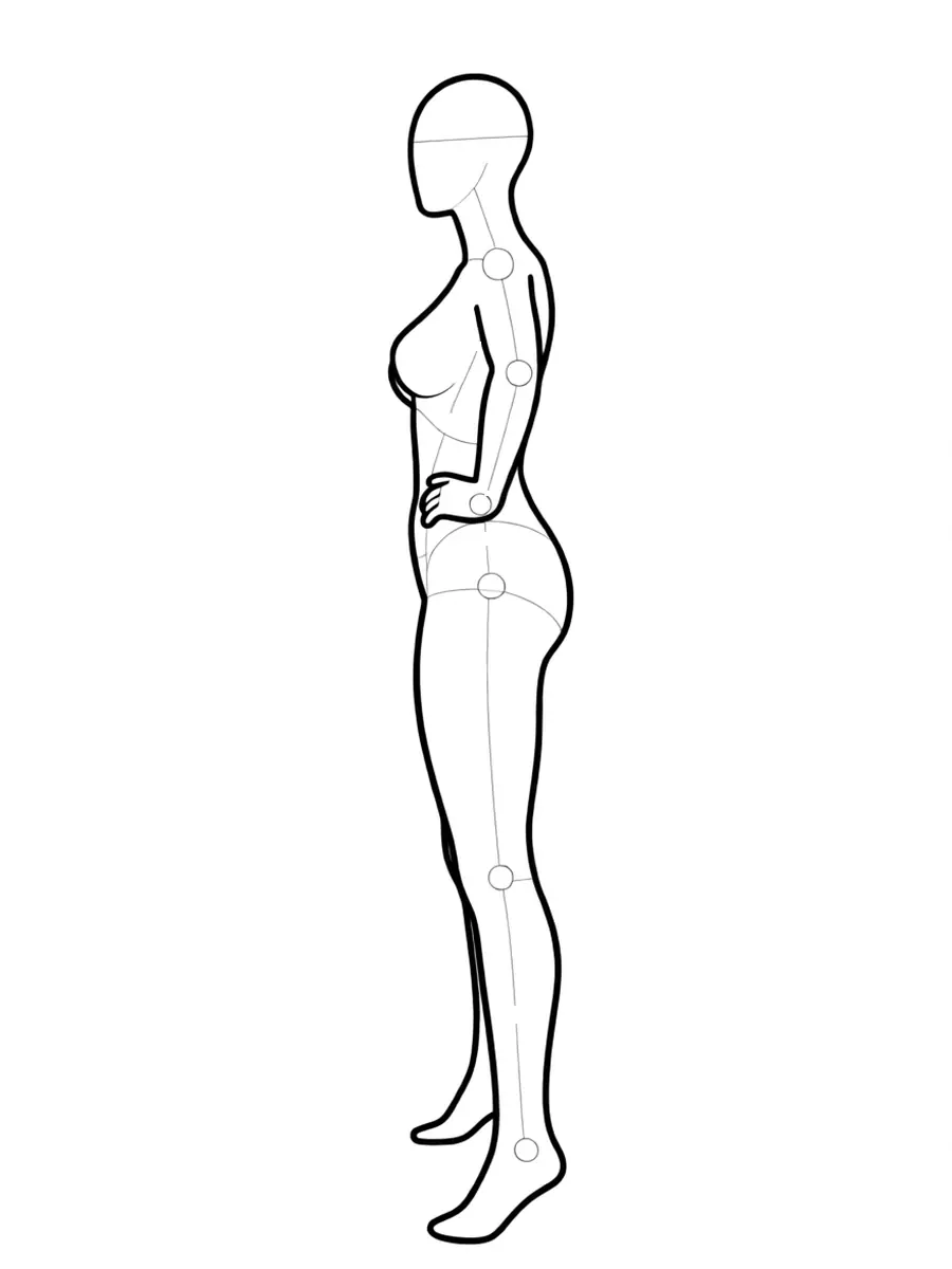 P025 立ち・脚を開いて両手を腰 · 横