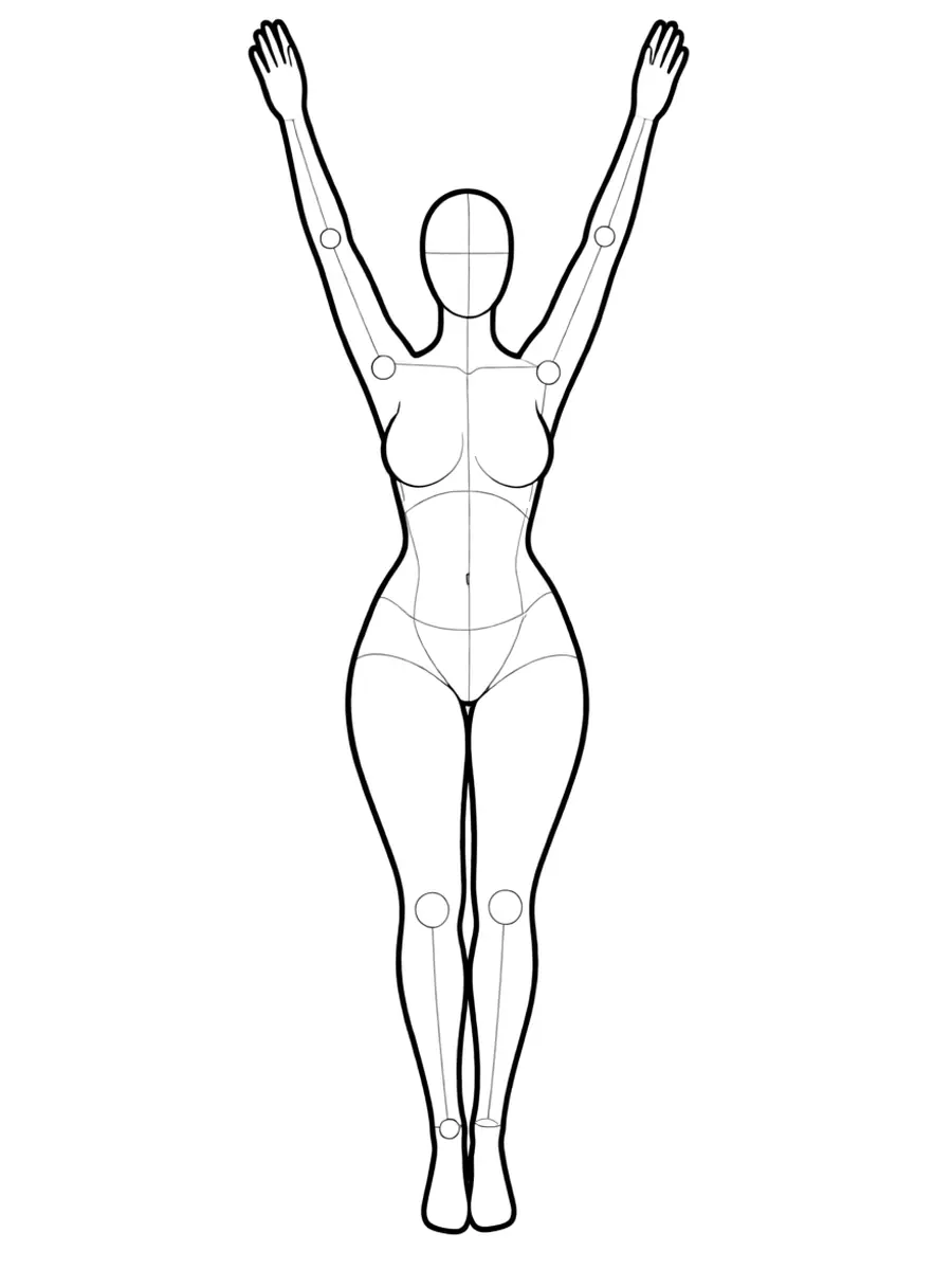 P030 서서 까치발·양팔 V자 · 정면